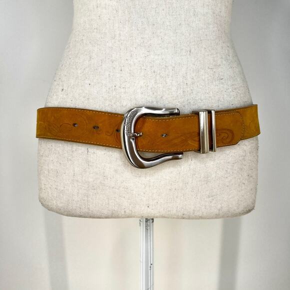 Timberland Embossed Nubuck Leather Belt Tan 32 Waist Cowboy - Picture 1 of 8